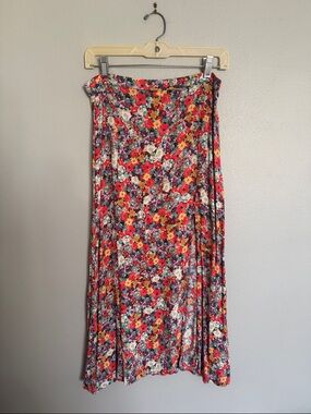 H&M Red Floral Maxi Skirt